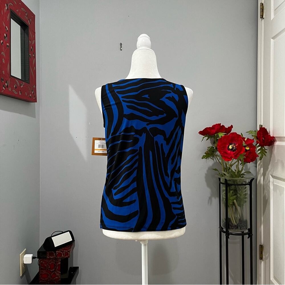 NEW Ellen Tracy Striped Cowl Neck Zebra Two Tone Casual Sleeveless Top S NWT - Picture 2 of 13